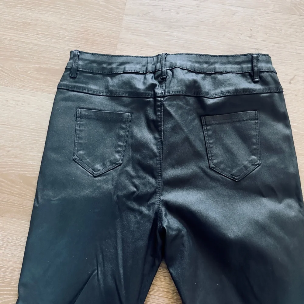 High Rise leather Black Coated Jeans size XXL - Picture 6 of 6